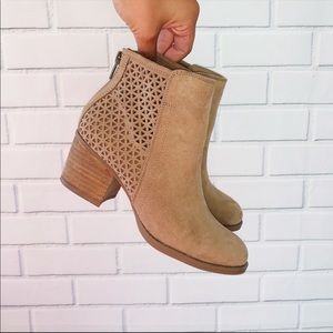 TAN BOOTIES WITH LACER CUT DETAILS